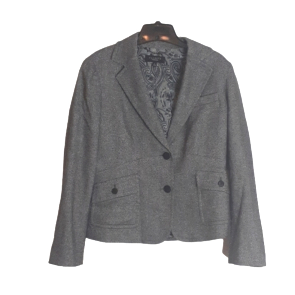 Talbots Womens Blazer Suit Jacket Gray Tweed Career Professional Business Size 6